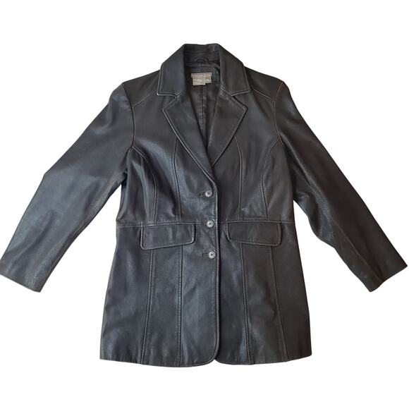 ISABELLA BIRD Pebbled Leather Brown Jacket Women's Petite Med Light Distressing - Picture 3 of 14